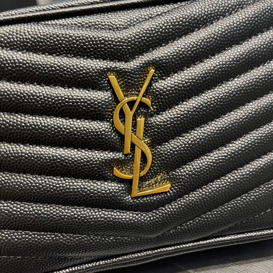 YSL Lou Mini Bag In Quilted  Grain  De Poudre Embossed Leather