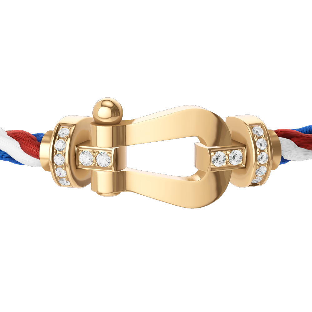 FRED FORCE 10 BRACELET Stainless steel and gold plating YELLOW GOLD AND DIAMONDS LARGE MODEL