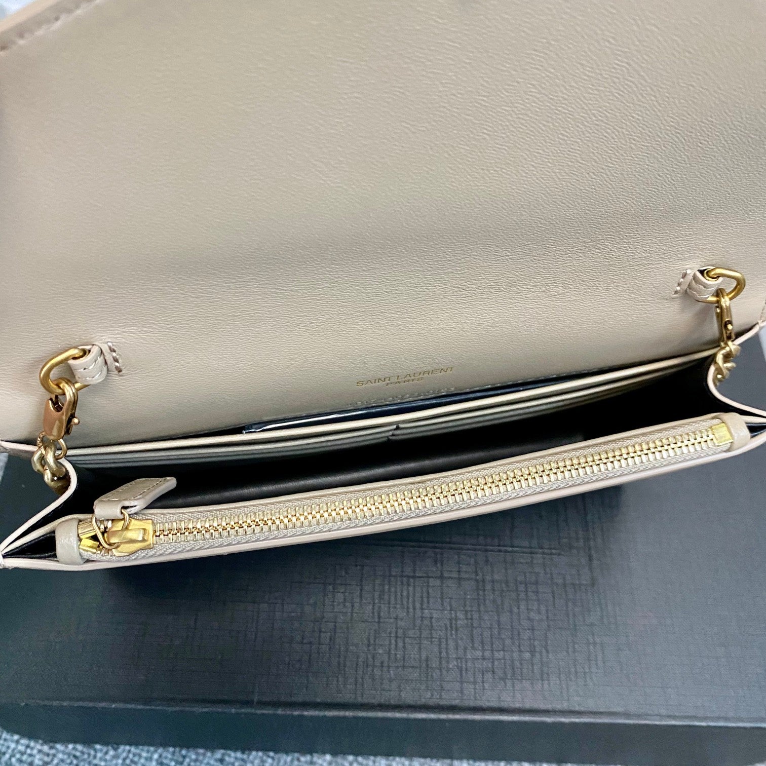 YSL Cassandre Envelope Chain Wallet In Smooth Leather