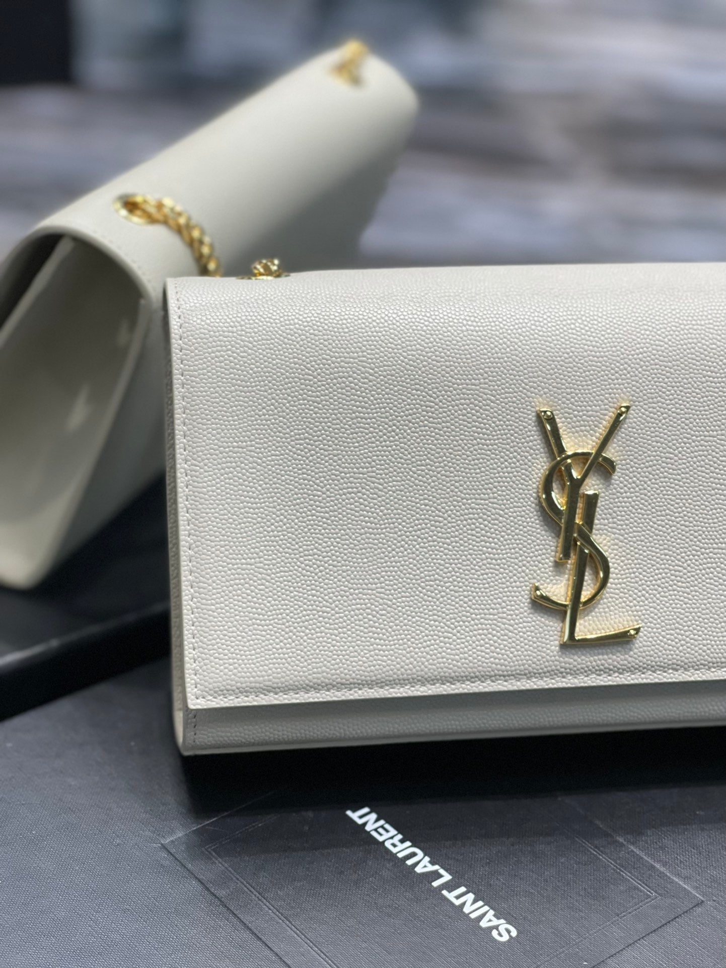 YSL Kate Medium In Grain Poudre embossed Leather Bag