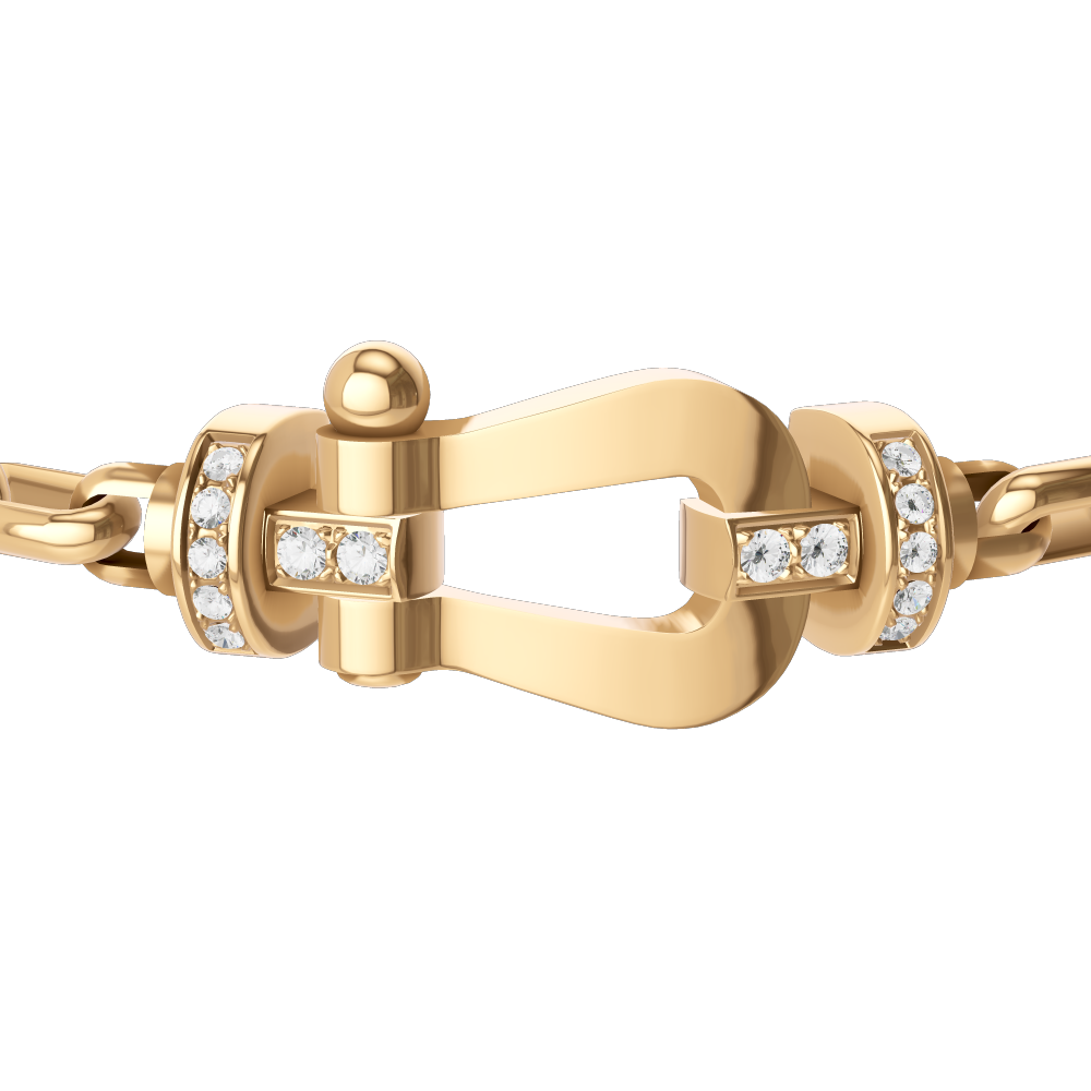 FRED FORCE 10 BRACELET Stainless steel and gold plating YELLOW GOLD AND DIAMONDS LARGE MODEL