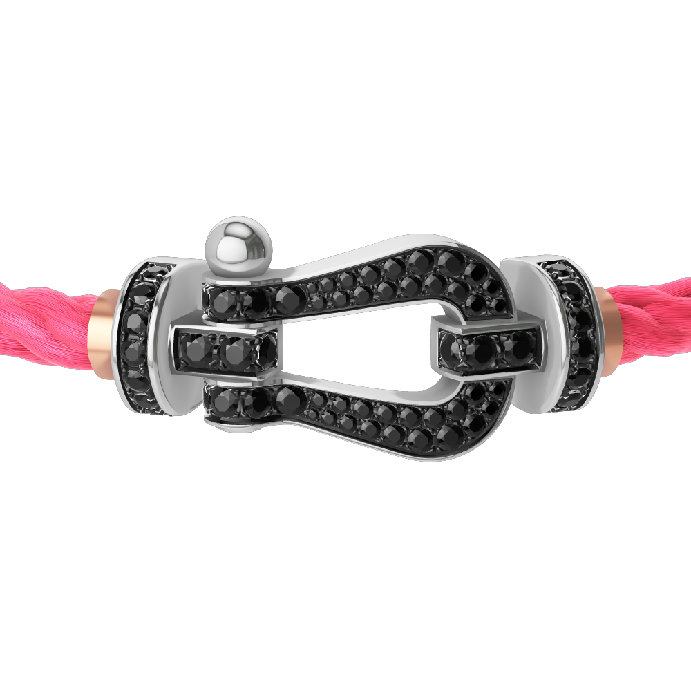 FRED FORCE 10 BRACELET Stainless steel and gold plating WHITE GOLD AND BLACK DIAMONDS LARGE MODEL