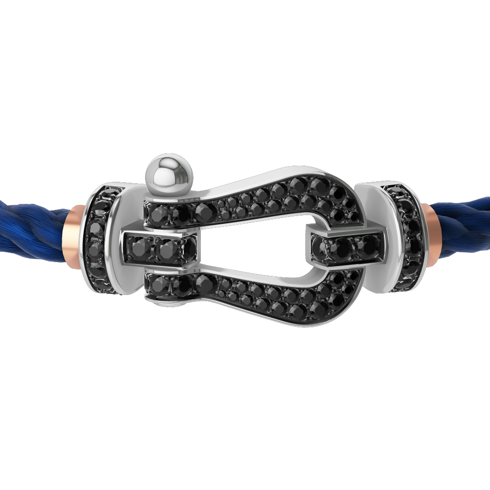 FRED FORCE 10 BRACELET Stainless steel and gold plating WHITE GOLD AND BLACK DIAMONDS LARGE MODEL