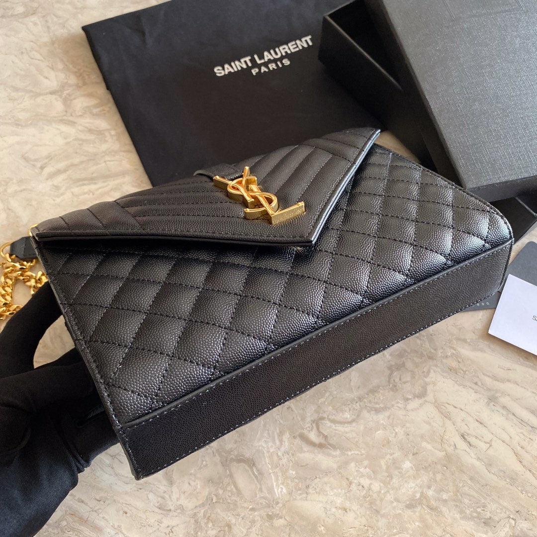 YSL  Envelope Medium Bag In Mix Matelasse Grain  De Poudre Embossed Leather