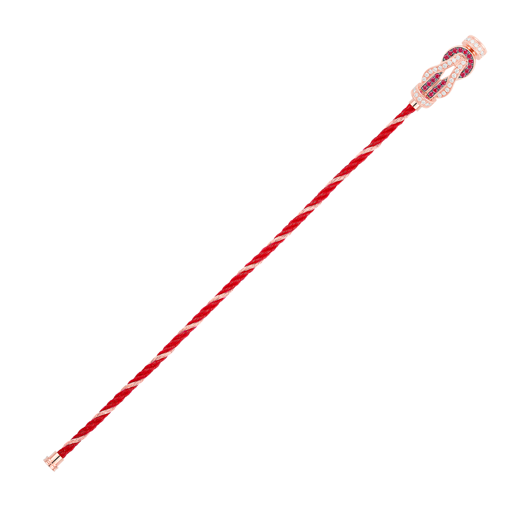 FRED CHANCE INFINIE BRACELET Stainless steel and gold plating PINK GOLD DIAMANTS AND RUBIES MEDIUM MODEL