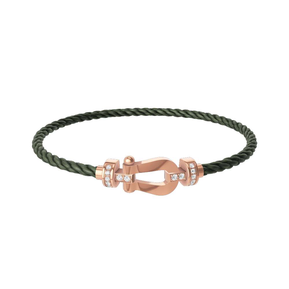 FRED FORCE 10 BRACELET Stainless steel and gold plating PINK GOLD AND DIAMONDS MEDIUM MODEL