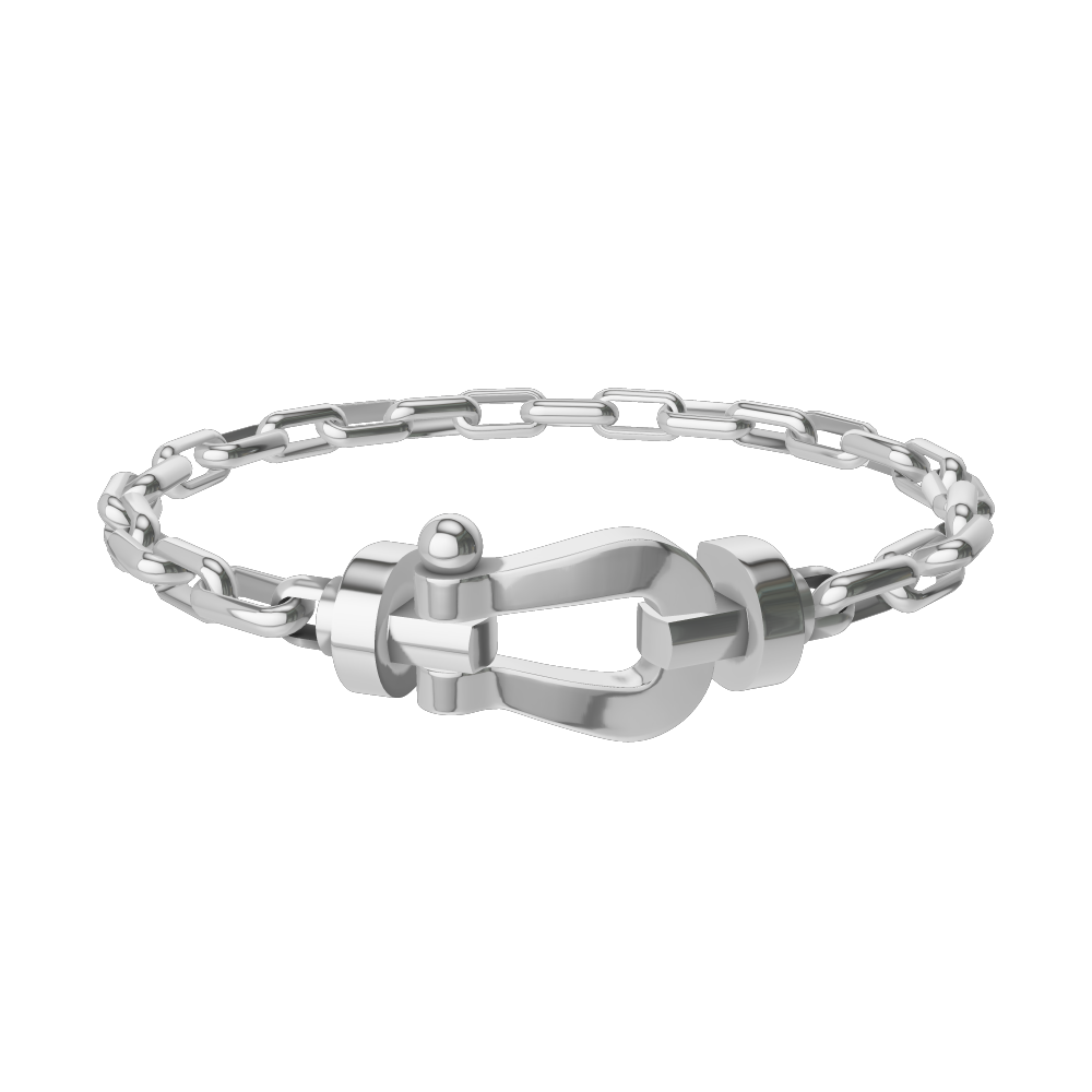 FRED FORCE 10 BRACELET Stainless steel and gold plating WHITE GOLD LARGE MODEL
