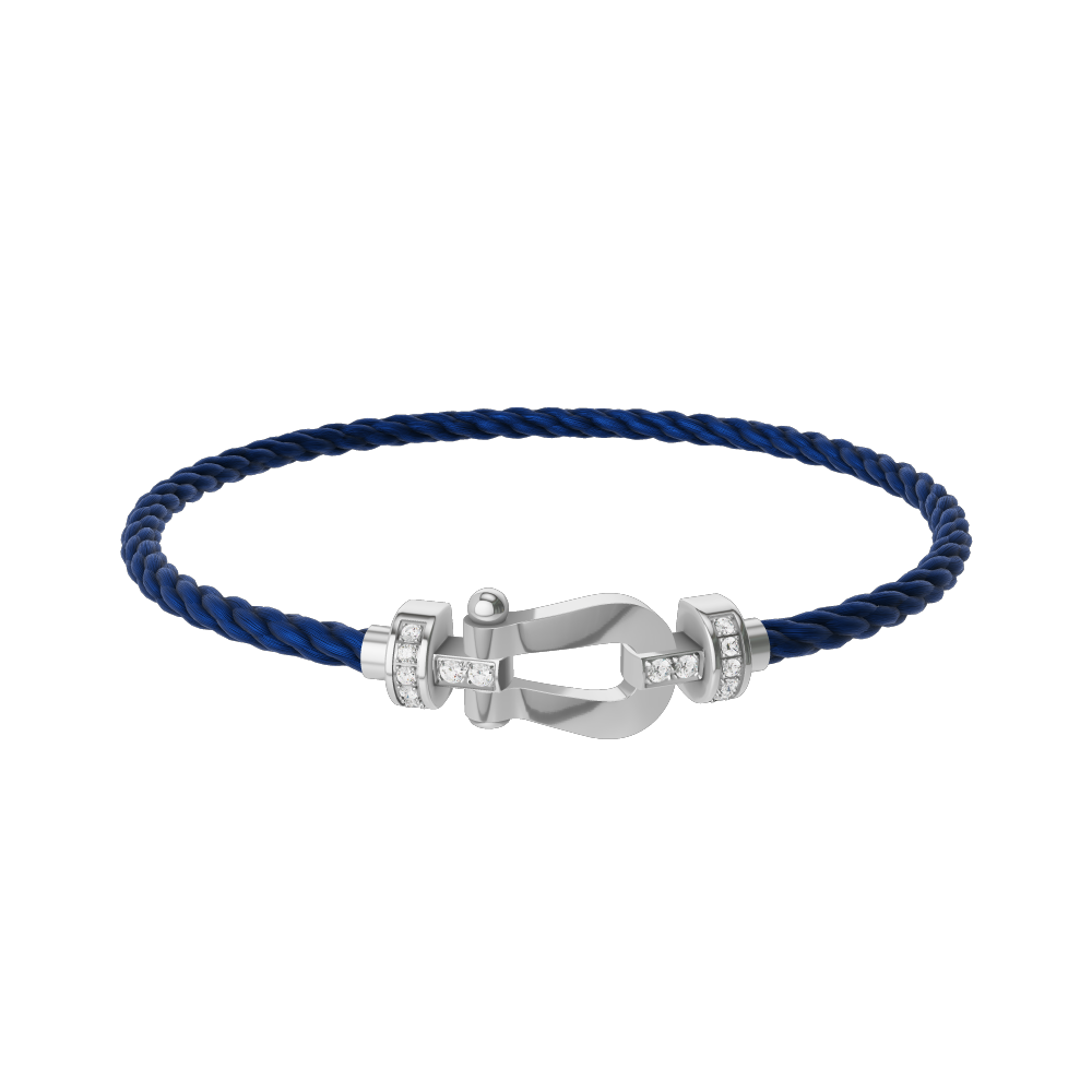 FRED FORCE 10 BRACELET Stainless steel and gold plating WHITE GOLD AND DIAMONDS MEDIUM MODEL