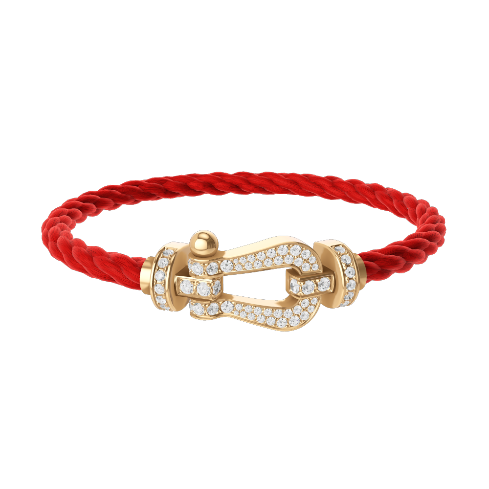 FRED FORCE 10 BRACELET Stainless steel and gold plating YELLOW GOLD AND DIAMONDS LARGE MODEL