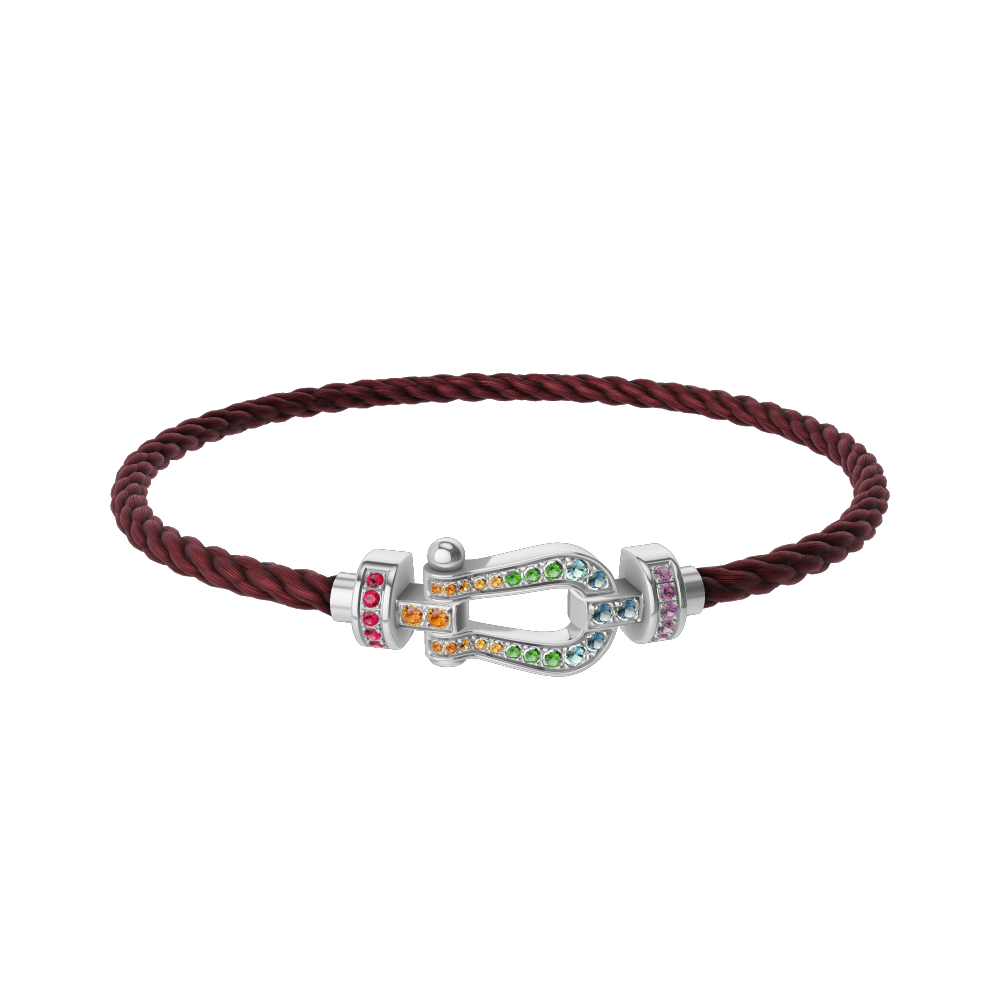FRED FORCE 10 BRACELET MEDIUM MODEL IN Stainless steel and gold plating WHITE GOLD AND COLOURED STONES