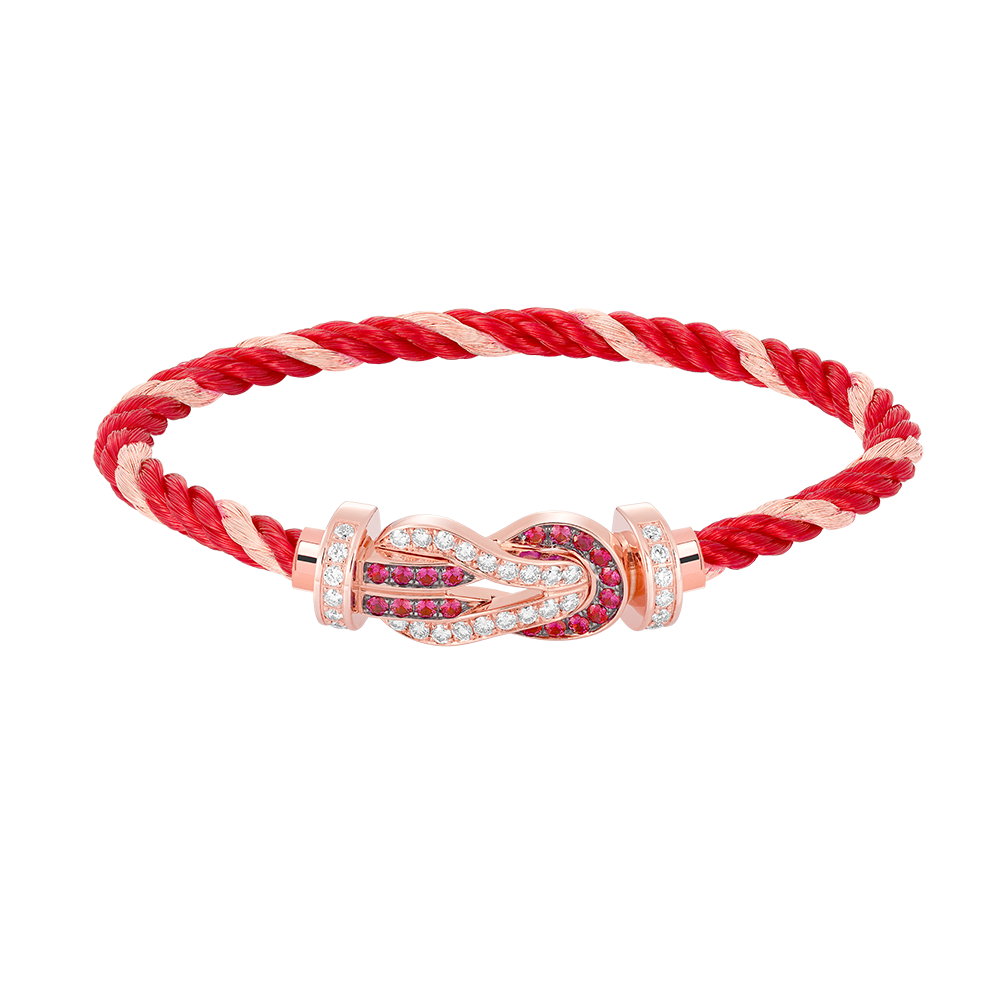 FRED CHANCE INFINIE BRACELET Stainless steel and gold plating PINK GOLD AND RUBIS LARGE MODE