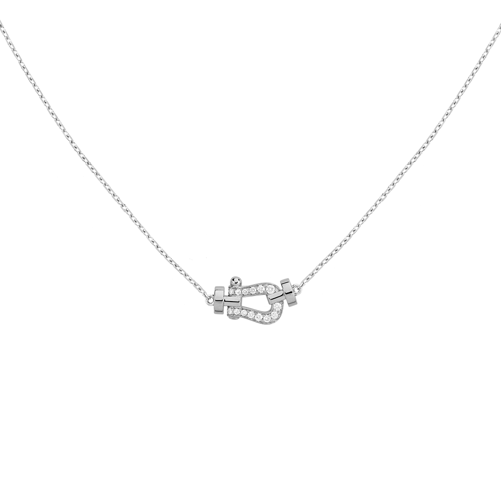 FRED FORCE 10 NECKLACE SMALL MODEL IN Stainless steel and gold plating WHITE GOLD AND DIAMONDS