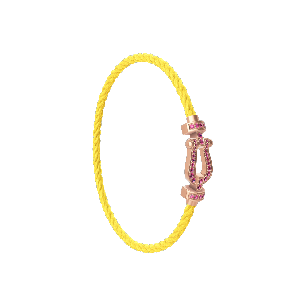 FRED FORCE 10 BRACELET Stainless steel and gold plating PINK GOLD AND PINK SAPPHIRES MEDIUM MODEL
