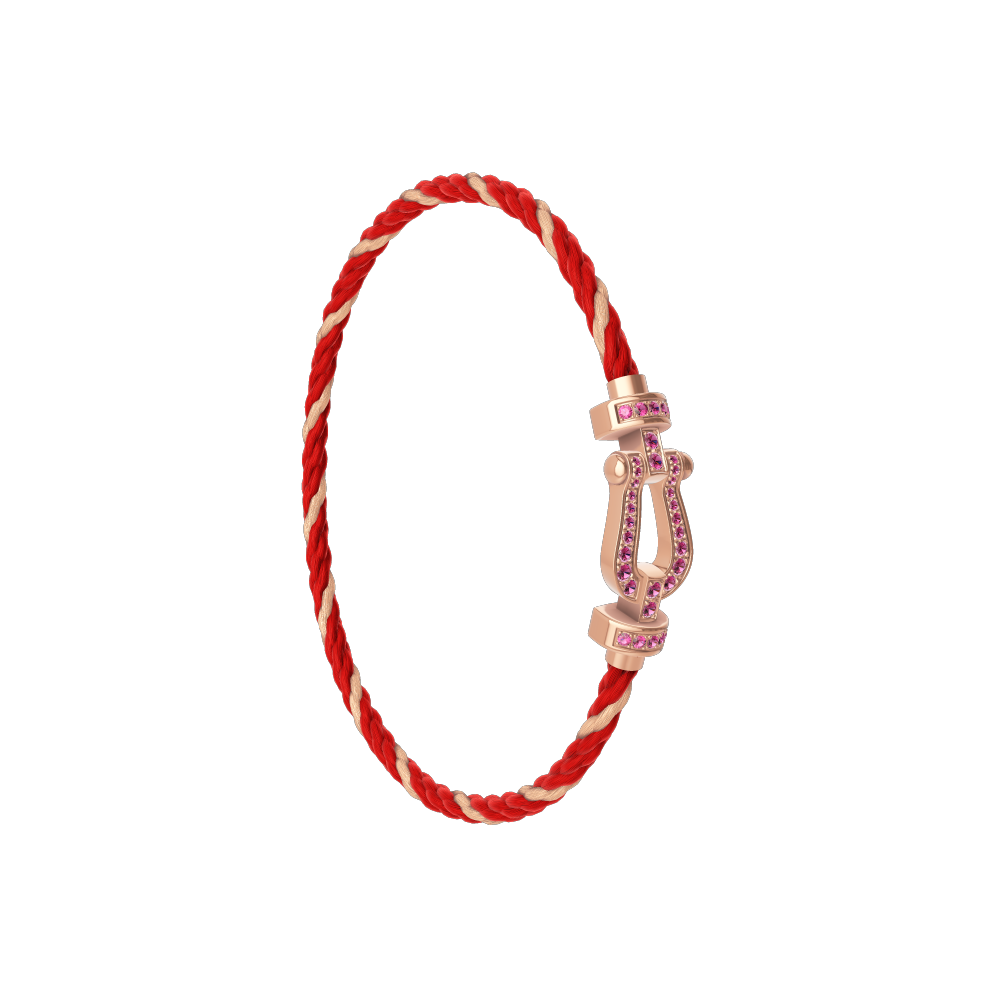 FRED FORCE 10 BRACELET Stainless steel and gold plating PINK GOLD AND PINK SAPPHIRES MEDIUM MODEL