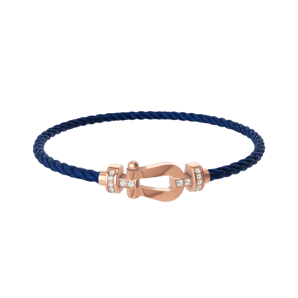 FRED FORCE 10 BRACELET Stainless steel and gold plating PINK GOLD AND DIAMONDS MEDIUM MODEL