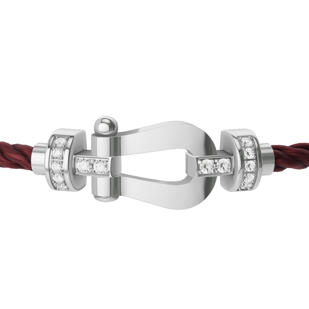 FRED FORCE 10 BRACELET Stainless steel and gold plating WHITE GOLD AND DIAMONDS MEDIUM MODEL