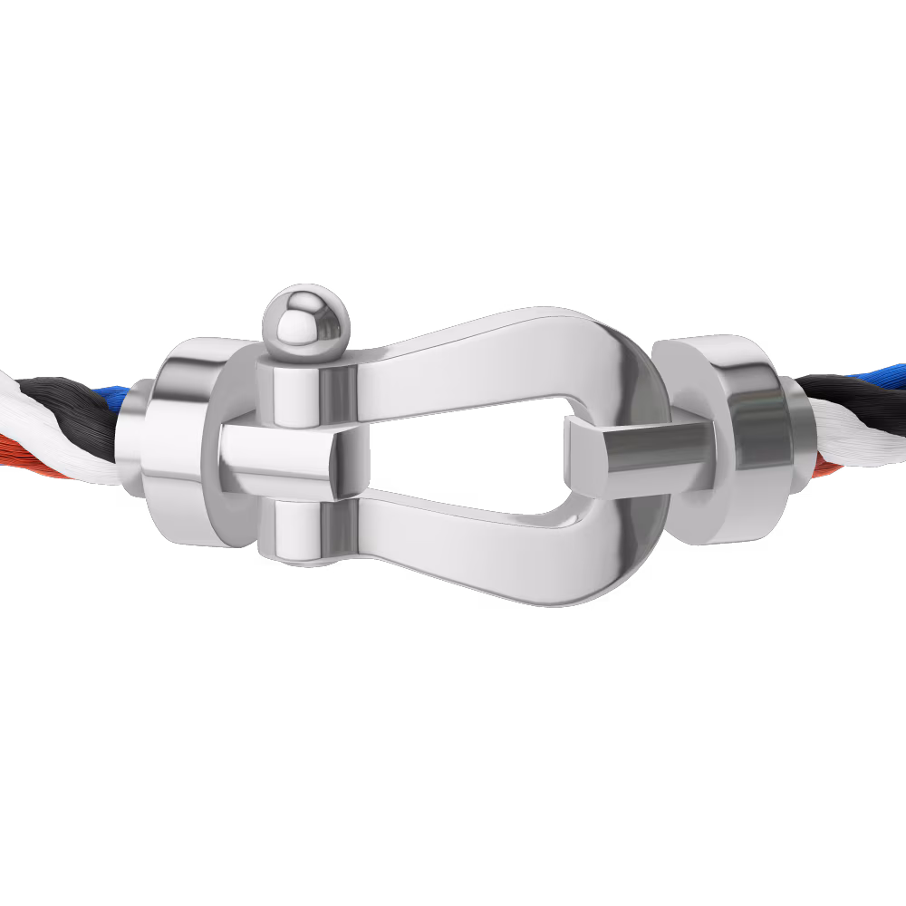 FRED FORCE 10 BRACELET Stainless steel and gold plating WHITE GOLD LARGE MODEL