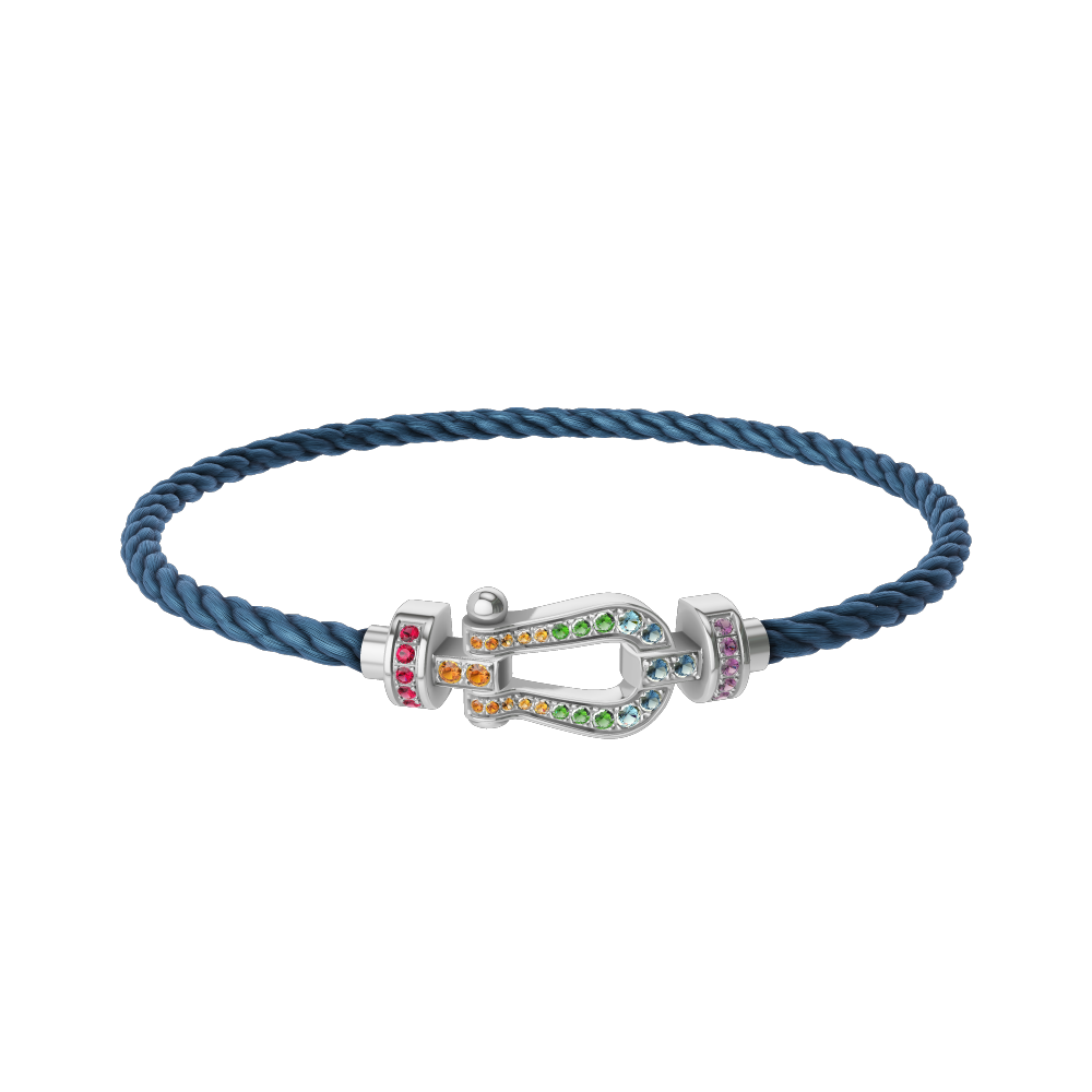 FRED FORCE 10 BRACELET MEDIUM MODEL IN Stainless steel and gold plating WHITE GOLD AND COLOURED STONES