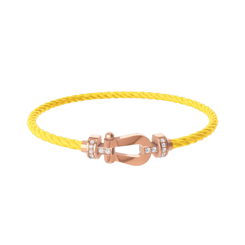 FRED FORCE 10 BRACELET Stainless steel and gold plating PINK GOLD AND DIAMONDS MEDIUM MODEL