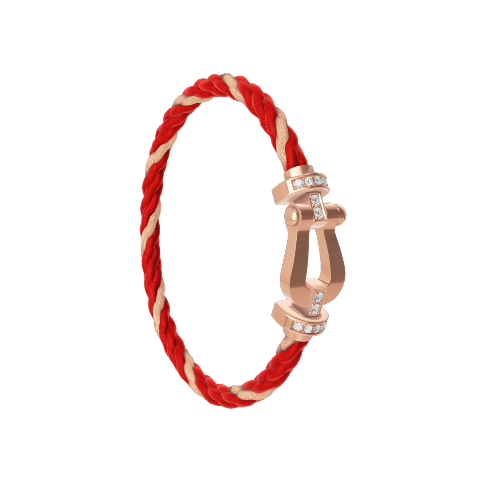 FRED FORCE 10 BRACELET Stainless steel and gold plating PINK GOLD AND DIAMONDS LARGE MODEL