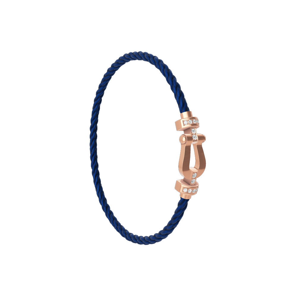 FRED FORCE 10 BRACELET Stainless steel and gold plating PINK GOLD AND DIAMONDS MEDIUM MODEL