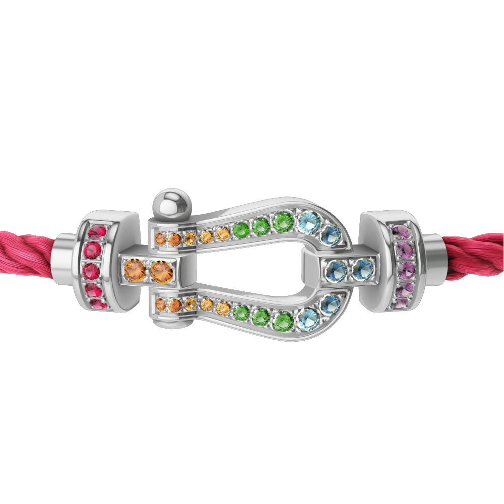 FRED FORCE 10 BRACELET MEDIUM MODEL IN Stainless steel and gold plating WHITE GOLD AND COLOURED STONES