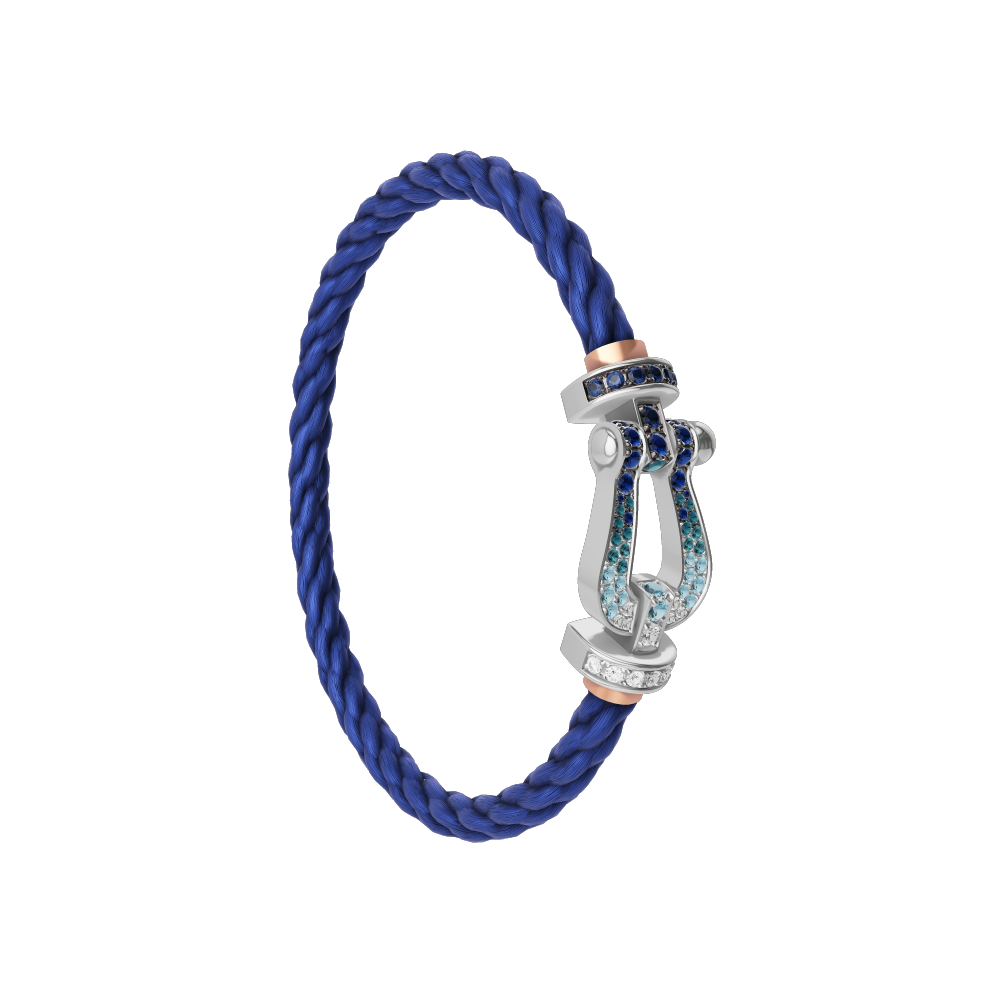 FRED LARGE MODEL Stainless steel and gold plating WHITE GOLD DIAMOND PAVED AND COLORED STONES