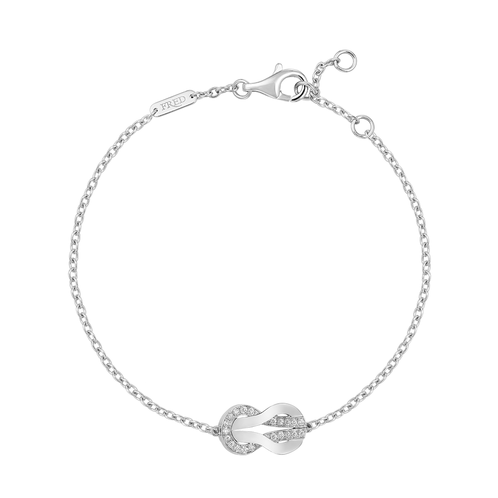 FRED CHANCE INFINIE BRACELET Stainless steel and gold plating WHITE GOLD AND DIAMONDS MEDIUM MODEL