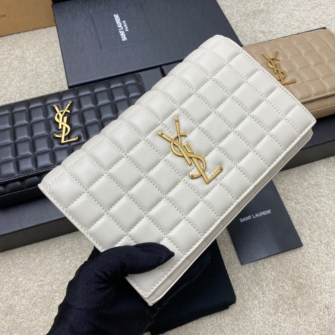 YSL Cassandre Matelassé Carré Chain Wallet IN Lambskin