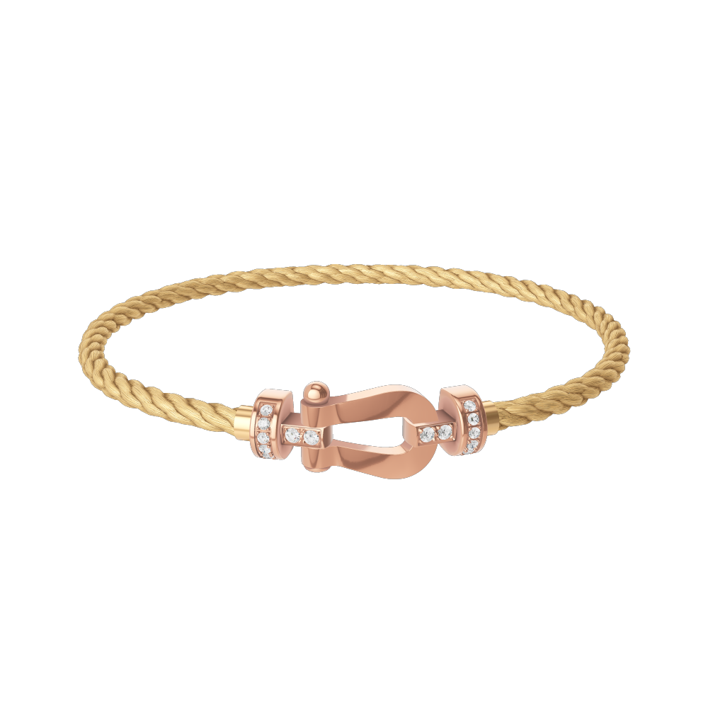 FRED FORCE 10 BRACELET Stainless steel and gold plating PINK GOLD AND DIAMONDS MEDIUM MODEL