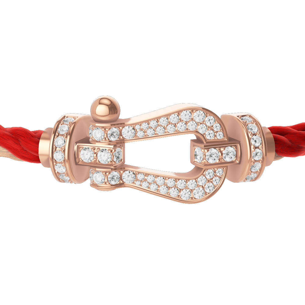 FRED FORCE 10 BRACELET Stainless steel and gold plating PINK GOLD AND DIAMONDS LARGE MODEL