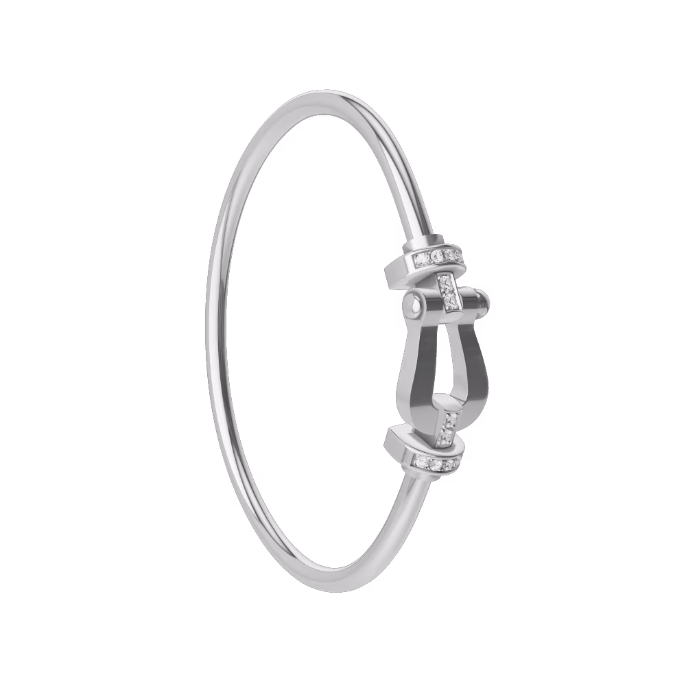 FRED FORCE 10 BRACELET Stainless steel and gold plating WHITE GOLD AND DIAMONDS LARGE MODEL