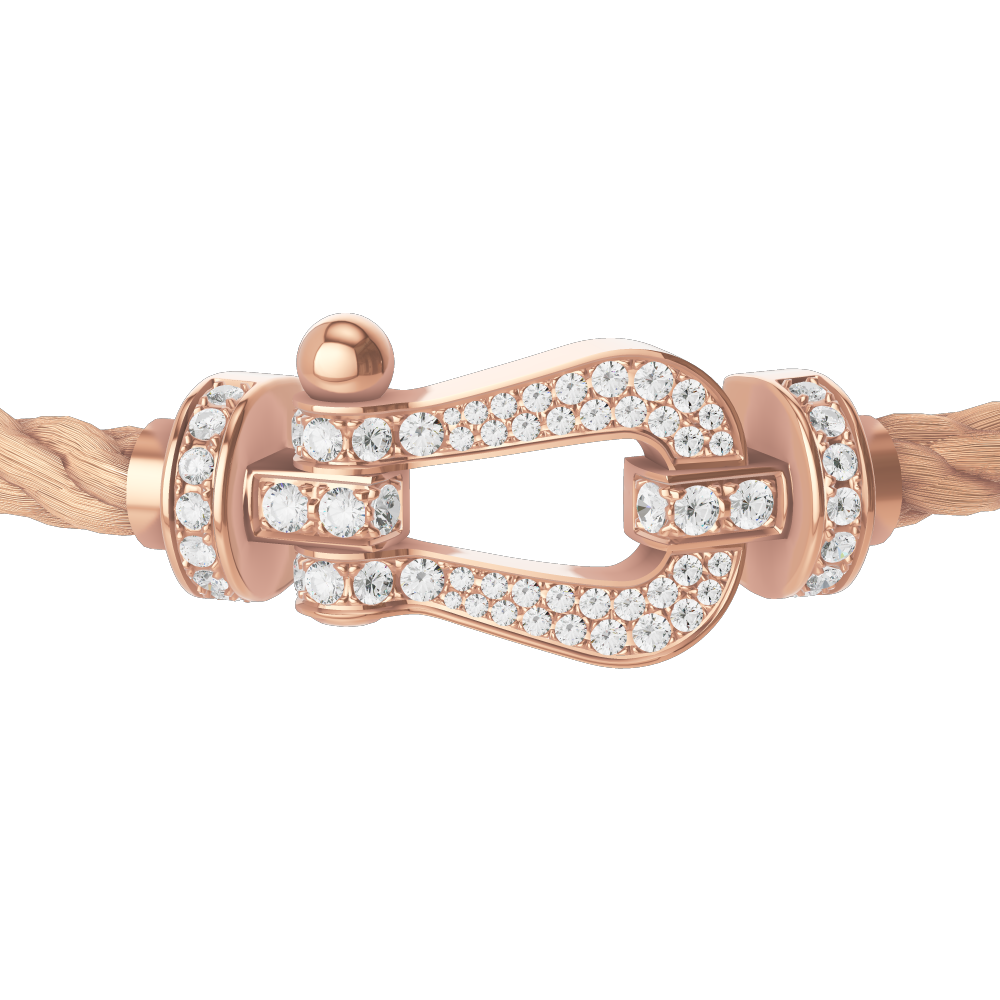 FRED FORCE 10 BRACELET Stainless steel and gold plating PINK GOLD AND DIAMONDS LARGE MODEL