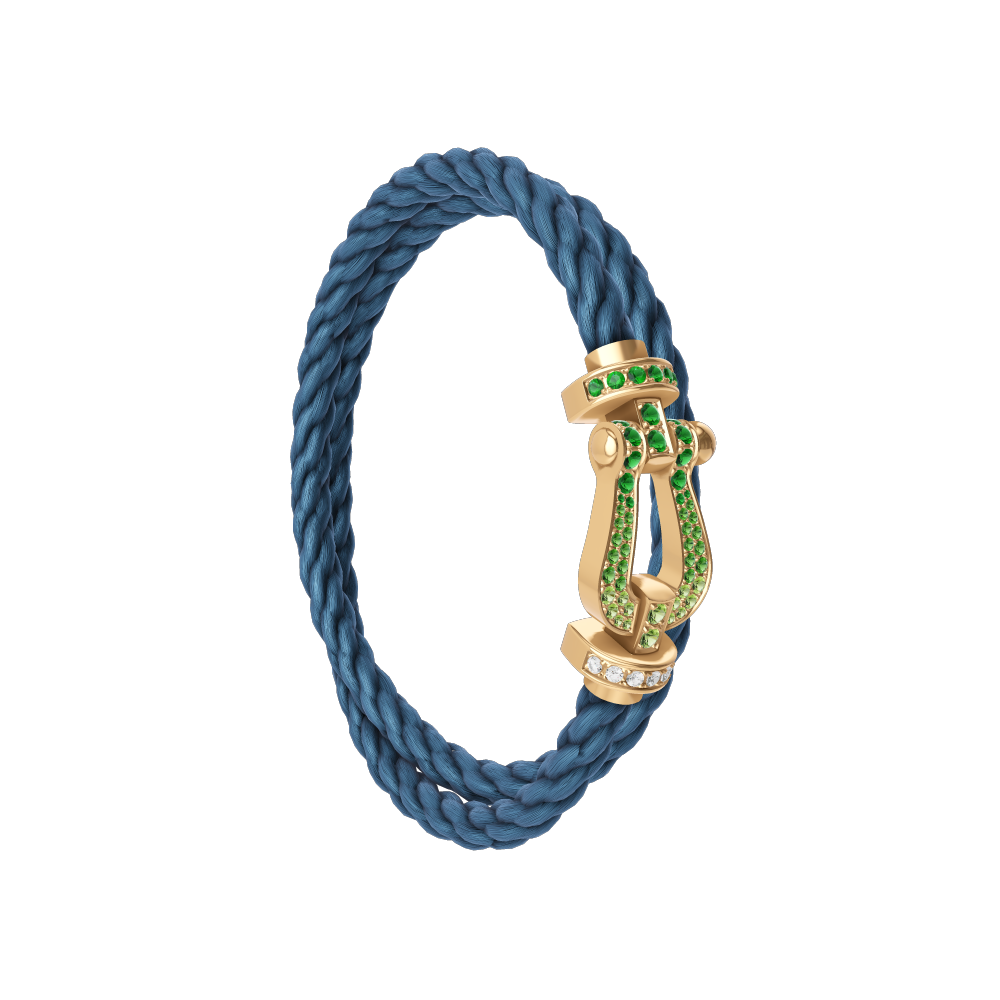 FRED FORCE 10 BRACELET Stainless steel and gold plating YELLOW GOLD AND COLORED STONES LARGE MODEL