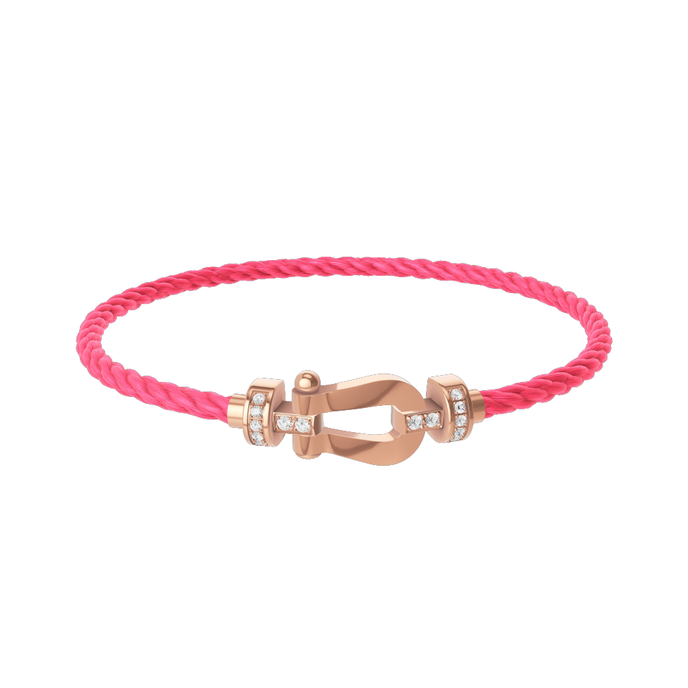 FRED FORCE 10 BRACELET Stainless steel and gold plating PINK GOLD AND DIAMONDS MEDIUM MODEL