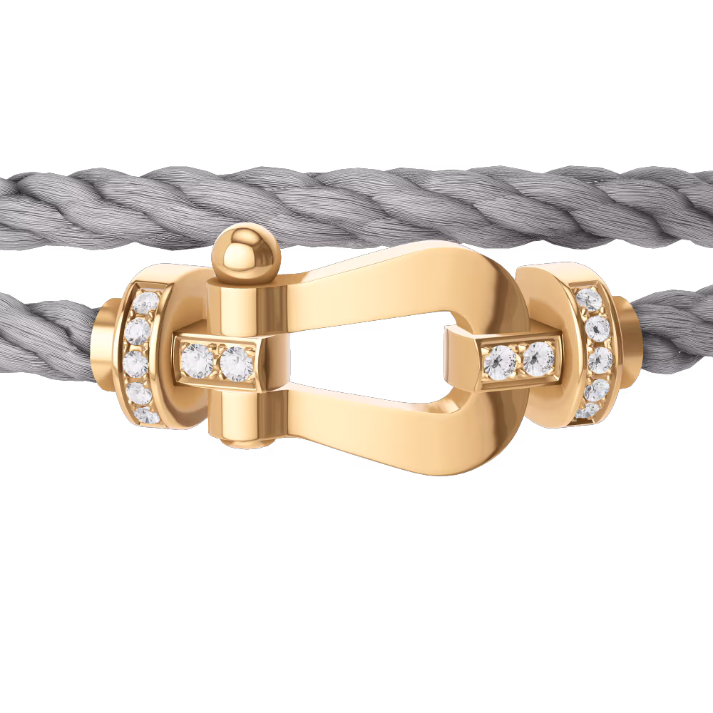 FRED Force 10 bracelet Stainless steel and gold plating yellow gold and diamonds large model