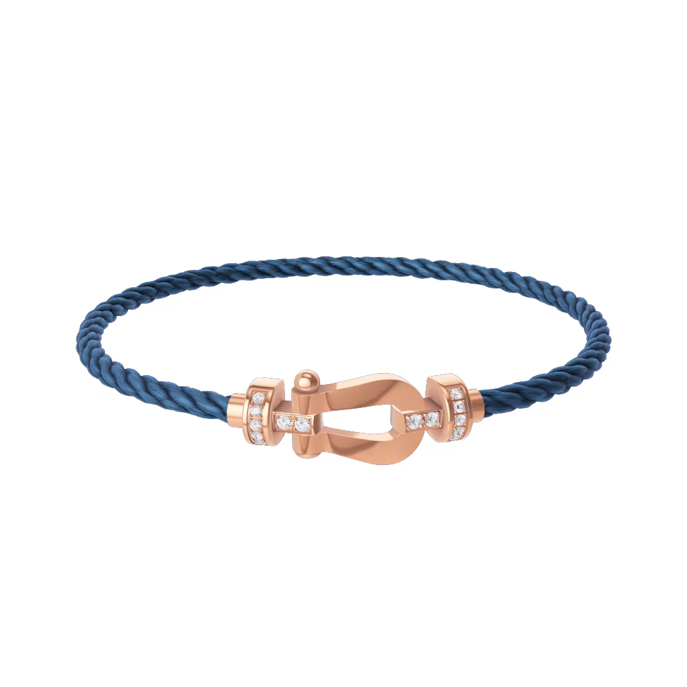 FRED FORCE 10 BRACELET Stainless steel and gold plating PINK GOLD AND DIAMONDS MEDIUM MODEL