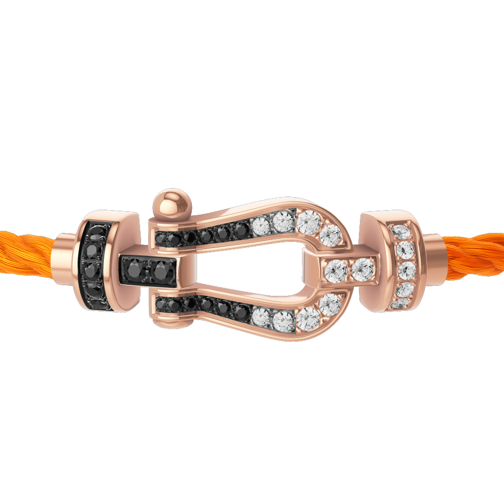 FRED Force 10 bracelet Stainless steel and gold plating pink gold and black and white diamonds medium model