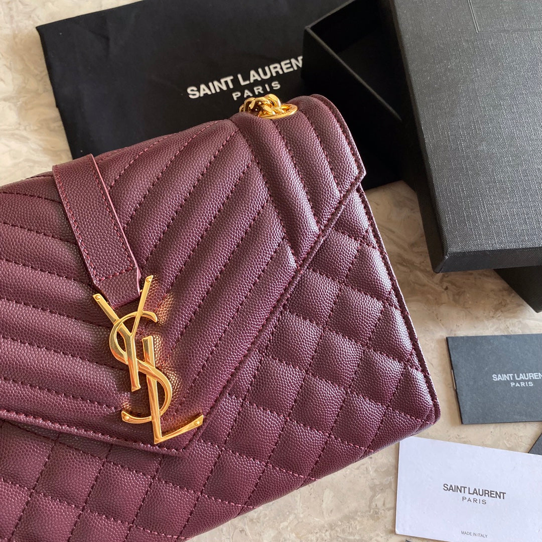 YSL  Envelope Medium Bag In Mix Matelasse Grain  De Poudre Embossed Leather