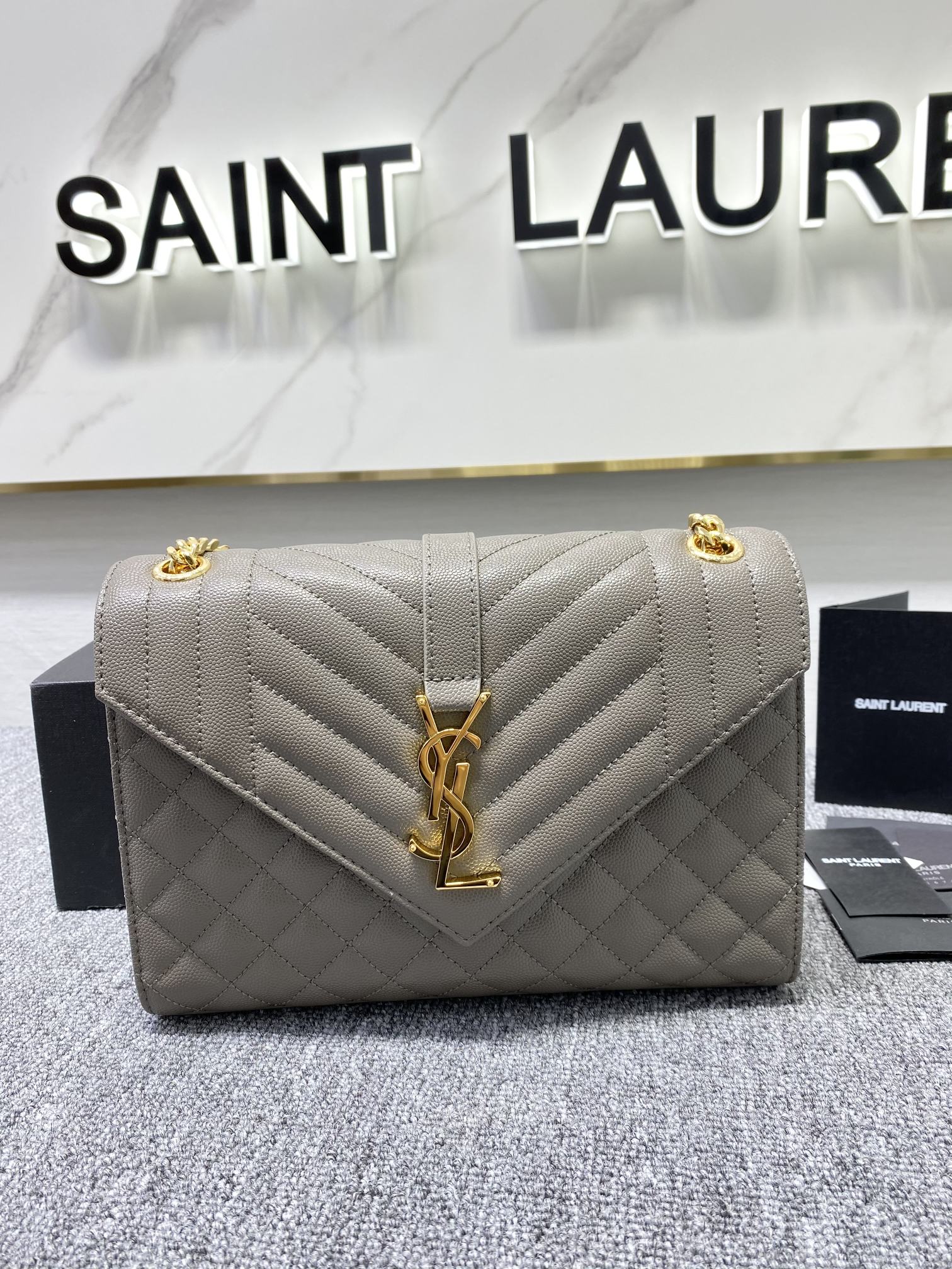 YSL  Envelope Medium Bag In Mix Matelasse Grain  De Poudre Embossed Leather
