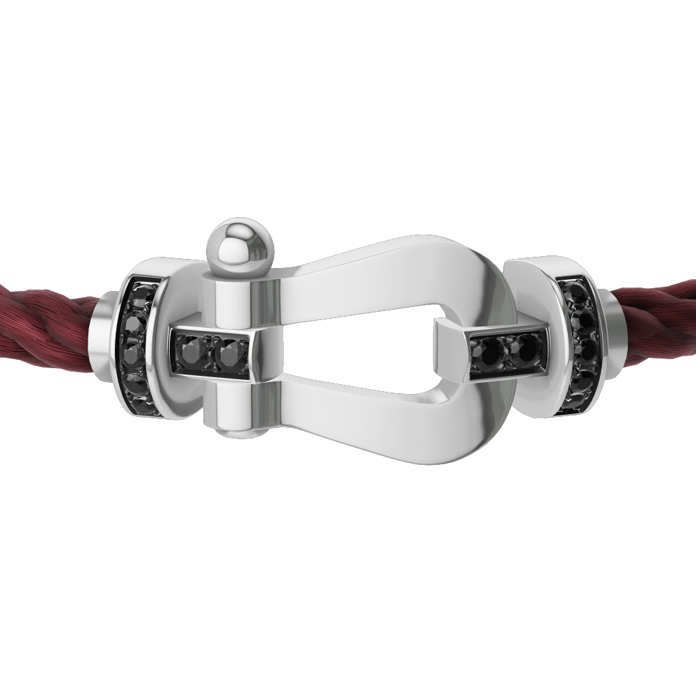 FRED FORCE 10 BRACELET Stainless steel and gold plating WHITE GOLD AND BLACK DIAMONDS LARGE MODEL