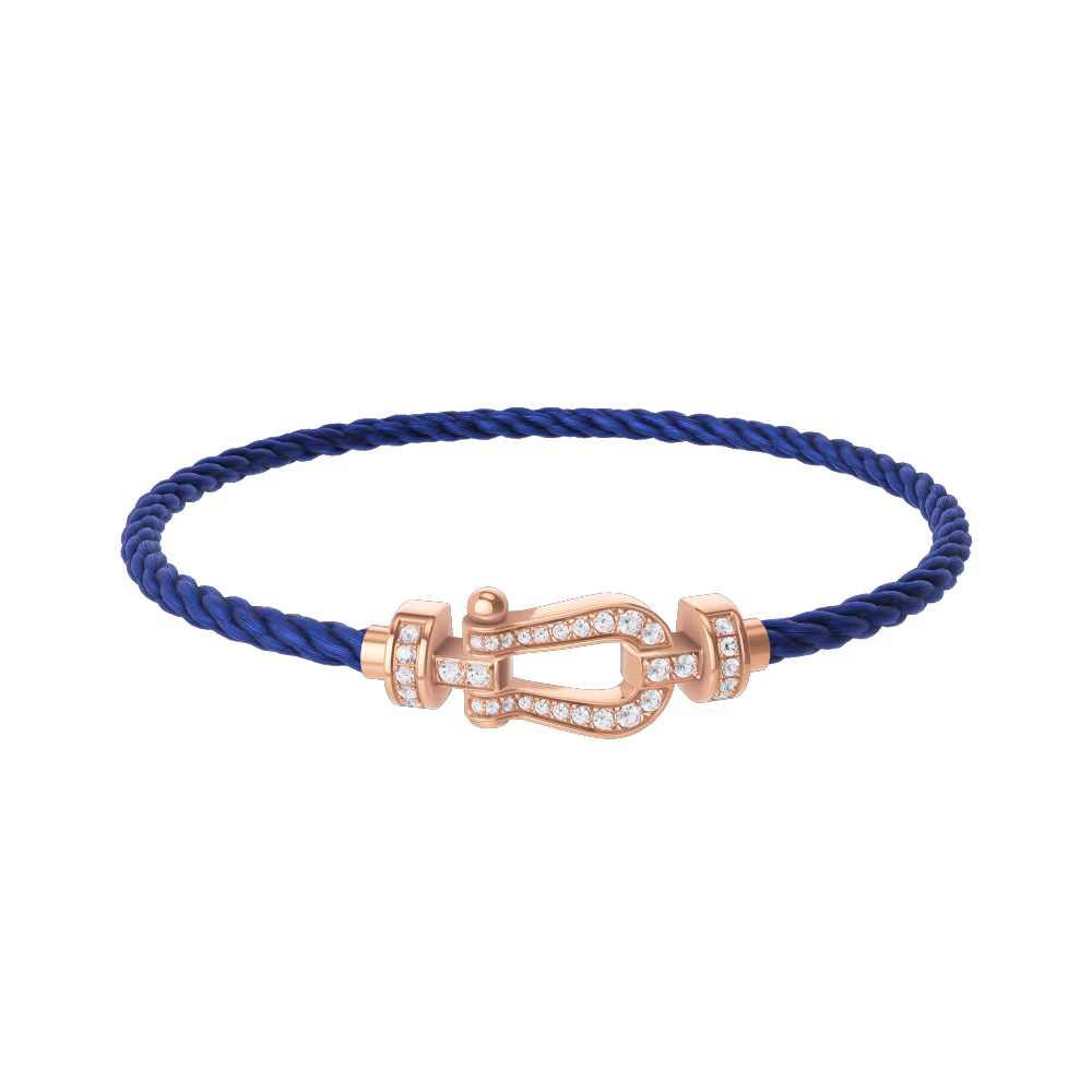 FRED FORCE 10 BRACELET Stainless steel and gold plating PINK GOLD AND DIAMONDS MEDIUM MODEL