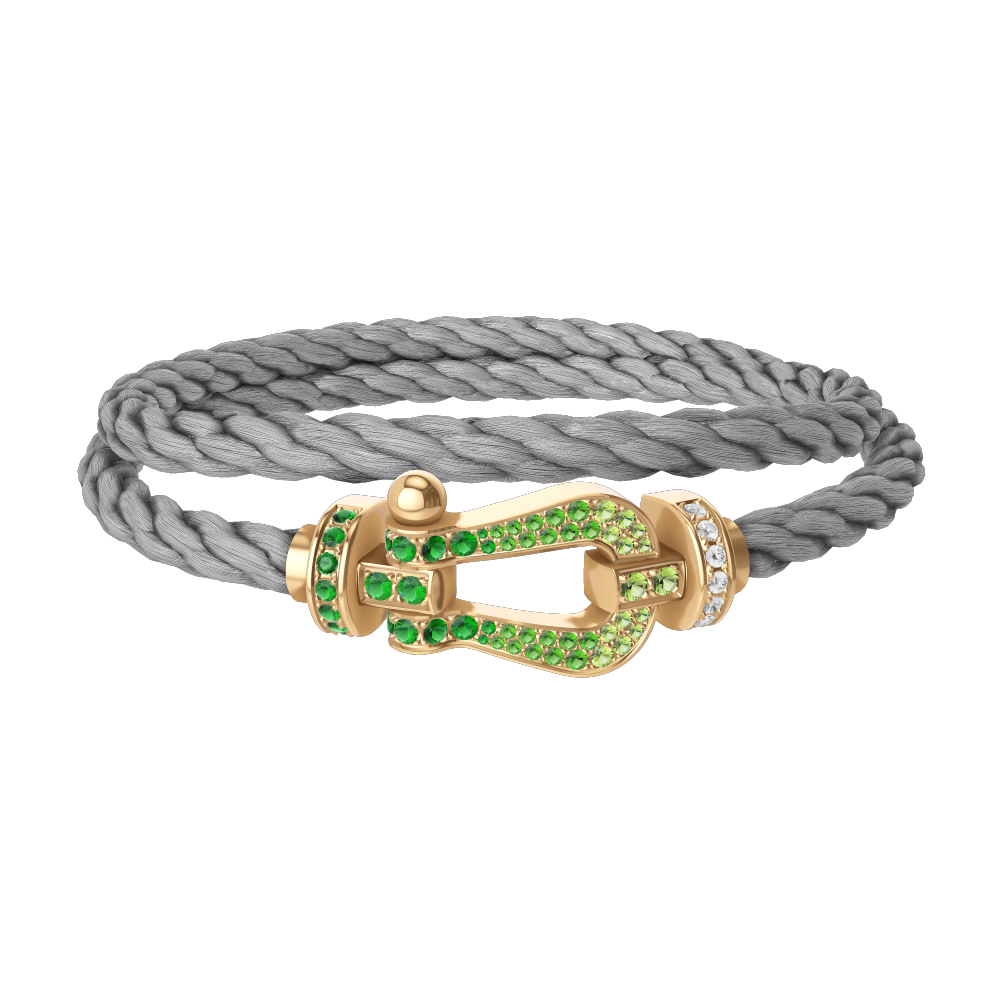 FRED FORCE 10 BRACELET Stainless steel and gold plating YELLOW GOLD AND COLORED STONES LARGE MODEL