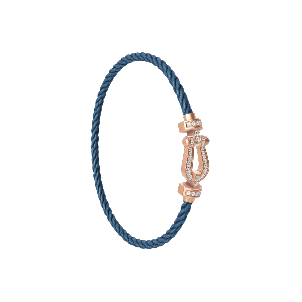 FRED FORCE 10 BRACELET Stainless steel and gold plating PINK GOLD AND DIAMONDS MEDIUM MODEL