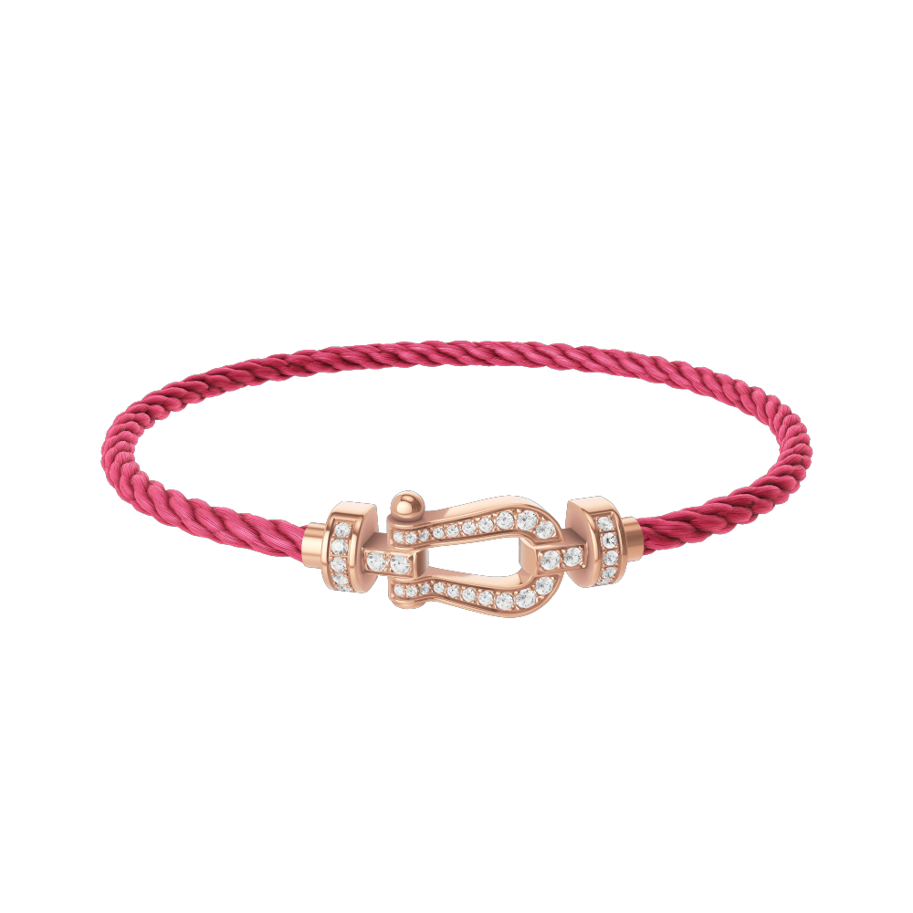 FRED FORCE 10 BRACELET Stainless steel and gold plating PINK GOLD AND DIAMONDS MEDIUM MODEL