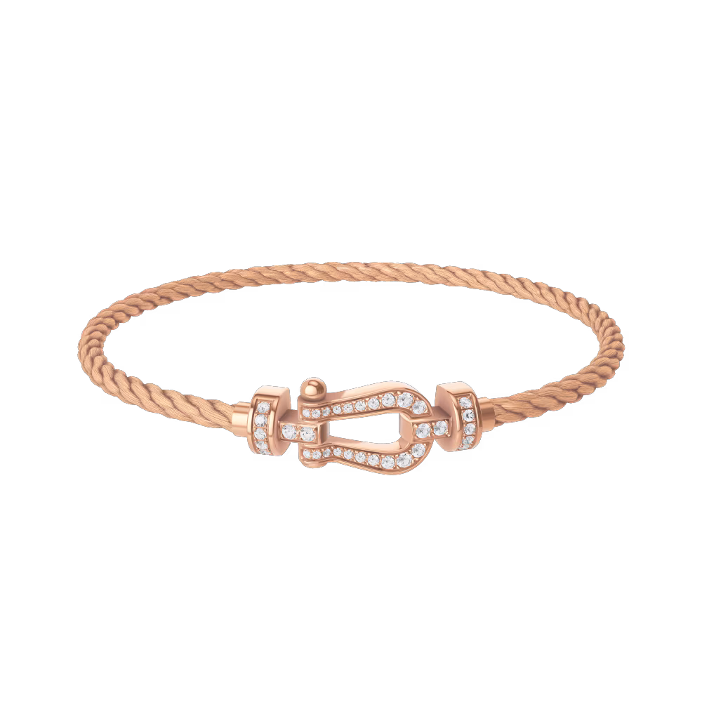 FRED FORCE 10 BRACELET Stainless steel and gold plating PINK GOLD AND DIAMONDS MEDIUM MODEL