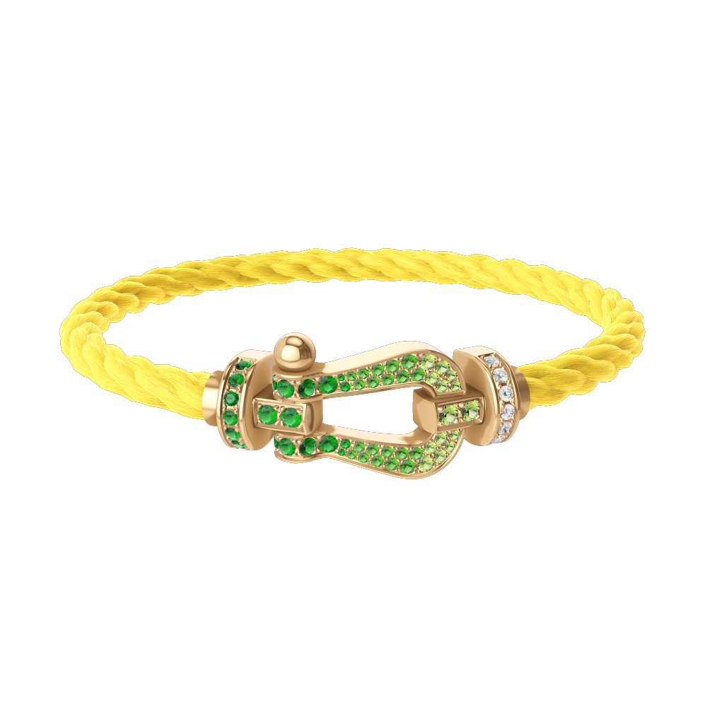 FRED FORCE 10 BRACELET Stainless steel and gold plating YELLOW GOLD AND COLORED STONES LARGE MODEL