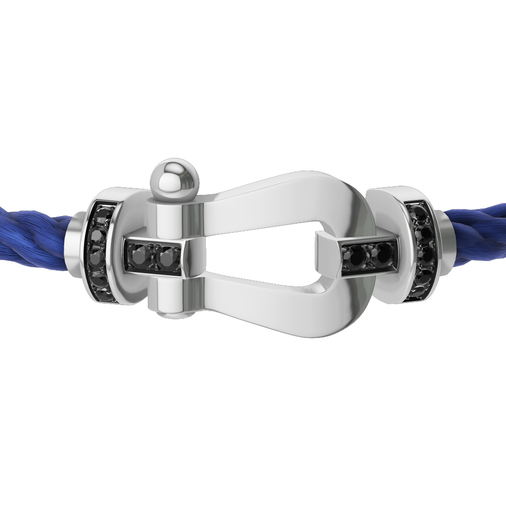 FRED FORCE 10 BRACELET Stainless steel and gold plating WHITE GOLD AND BLACK DIAMONDS LARGE MODEL