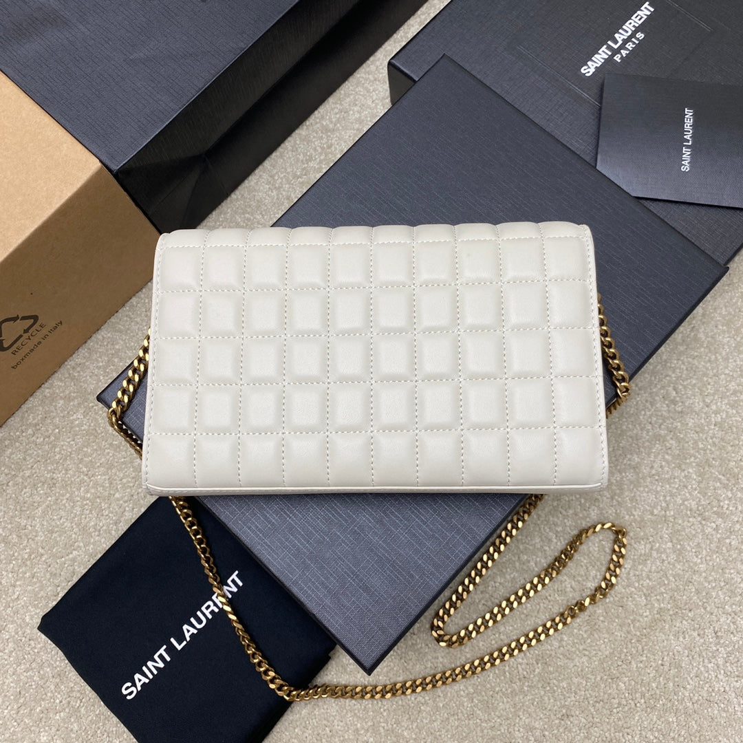 YSL Cassandre Matelassé Carré Chain Wallet IN Lambskin