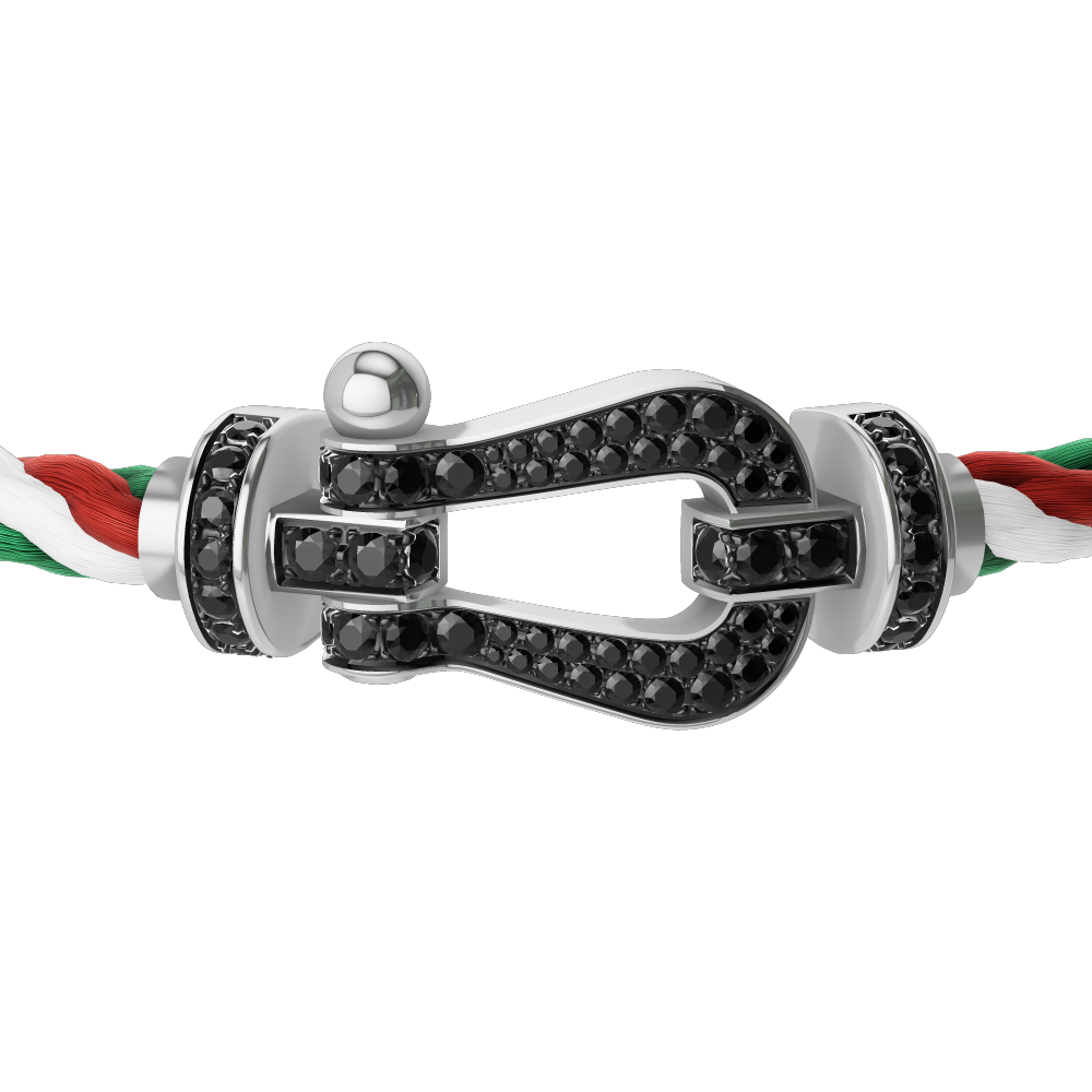 FRED FORCE 10 BRACELET Stainless steel and gold plating WHITE GOLD AND BLACK DIAMONDS LARGE MODEL